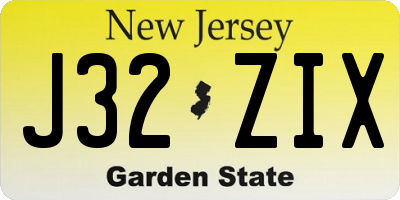 NJ license plate J32ZIX