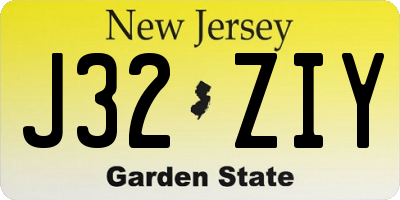 NJ license plate J32ZIY