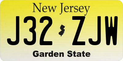 NJ license plate J32ZJW