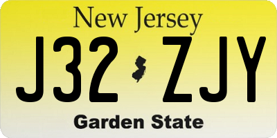 NJ license plate J32ZJY