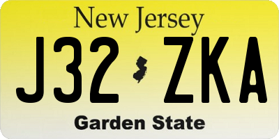 NJ license plate J32ZKA