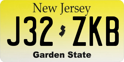 NJ license plate J32ZKB