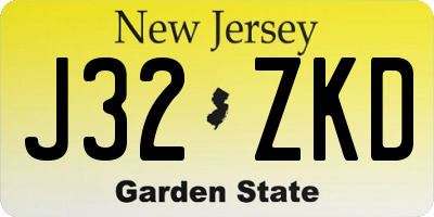 NJ license plate J32ZKD