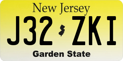 NJ license plate J32ZKI