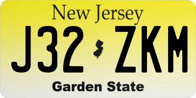 NJ license plate J32ZKM