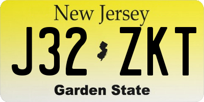 NJ license plate J32ZKT