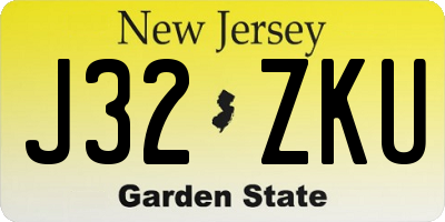 NJ license plate J32ZKU