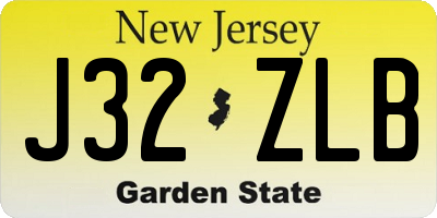 NJ license plate J32ZLB