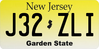 NJ license plate J32ZLI