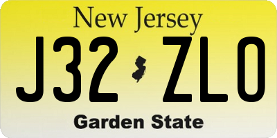 NJ license plate J32ZLO