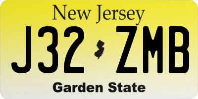 NJ license plate J32ZMB