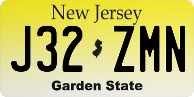 NJ license plate J32ZMN