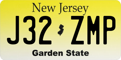 NJ license plate J32ZMP