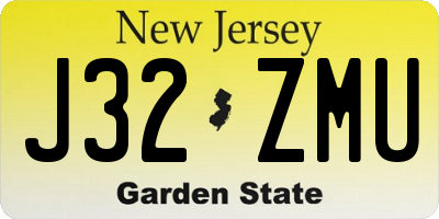 NJ license plate J32ZMU