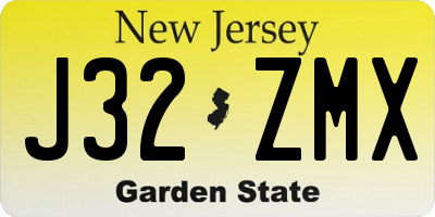 NJ license plate J32ZMX