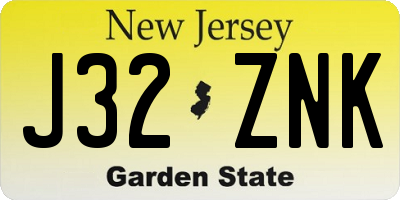 NJ license plate J32ZNK