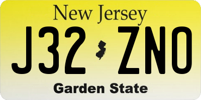 NJ license plate J32ZNO