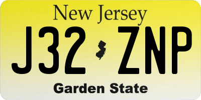 NJ license plate J32ZNP