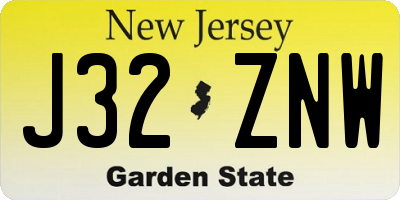 NJ license plate J32ZNW