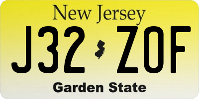 NJ license plate J32ZOF