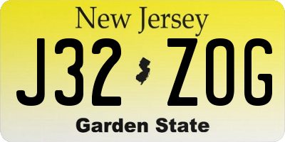 NJ license plate J32ZOG