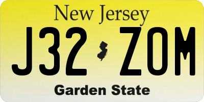 NJ license plate J32ZOM