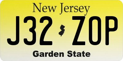NJ license plate J32ZOP
