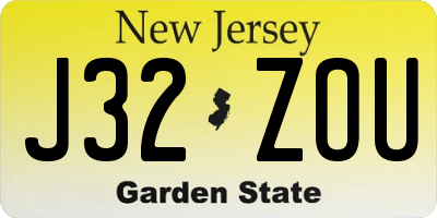 NJ license plate J32ZOU