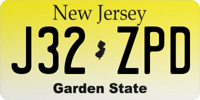 NJ license plate J32ZPD