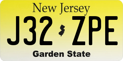 NJ license plate J32ZPE