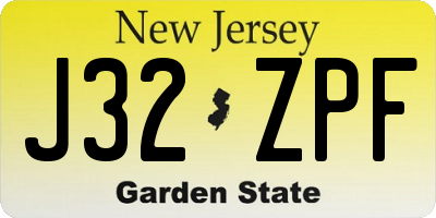 NJ license plate J32ZPF