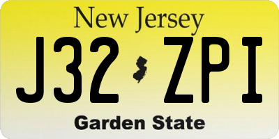 NJ license plate J32ZPI