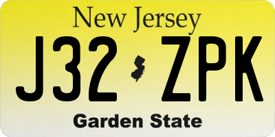 NJ license plate J32ZPK
