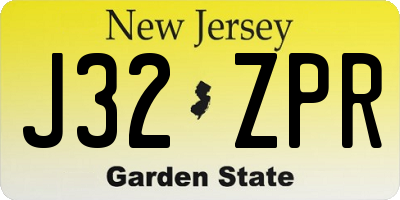 NJ license plate J32ZPR
