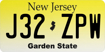 NJ license plate J32ZPW