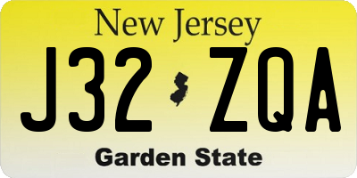 NJ license plate J32ZQA