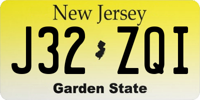 NJ license plate J32ZQI