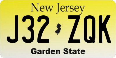 NJ license plate J32ZQK