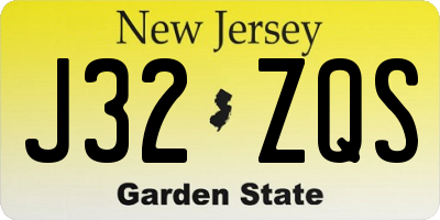 NJ license plate J32ZQS