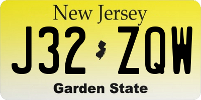 NJ license plate J32ZQW