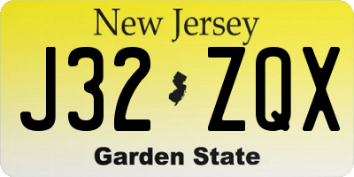 NJ license plate J32ZQX