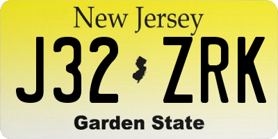 NJ license plate J32ZRK