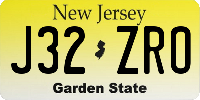 NJ license plate J32ZRO