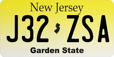 NJ license plate J32ZSA