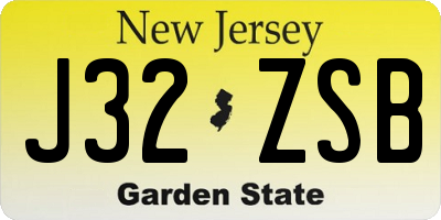NJ license plate J32ZSB