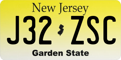 NJ license plate J32ZSC