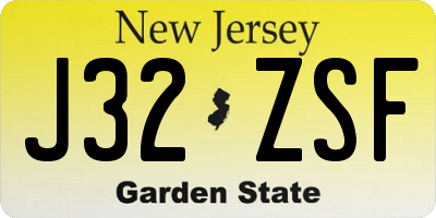 NJ license plate J32ZSF