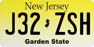 NJ license plate J32ZSH