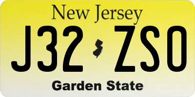 NJ license plate J32ZSO