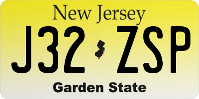 NJ license plate J32ZSP